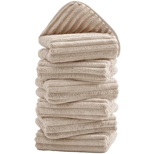 6 Pack Soft Microfiber Hand Towels for Bathroom, 16"x30", Beige - color: Beige