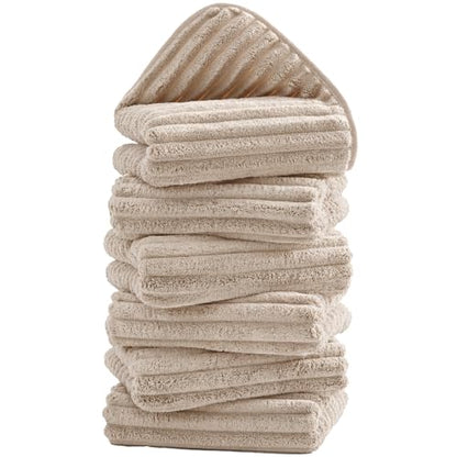 6 Pack Soft Microfiber Hand Towels for Bathroom, 16"x30", Beige - color: Beige
