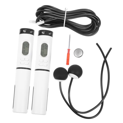 FOMIYES Weighted Ropeless Jump Rope with Digital Counter, Adjustable Indoor Fitness Skipping Rope for Workout and Weight Loss, 1 Handle with Steel Wire and Ball, Cordless Exercise