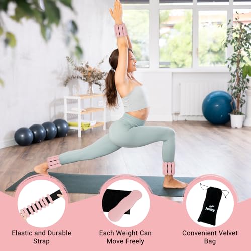 Ankle Weights Wrist Weight for Women Men, Set of 2, 1 lb/2 lb Each - color: Pink, size: 1lb each weight (2lbs Pair)