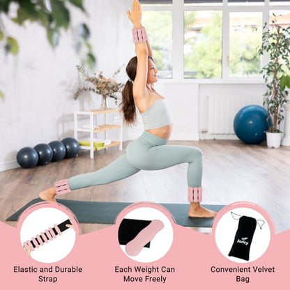 Ankle Weights Wrist Weight for Women Men, Set of 2, 1 lb/2 lb Each - color: Pink, size: 1lb each weight (2lbs Pair)