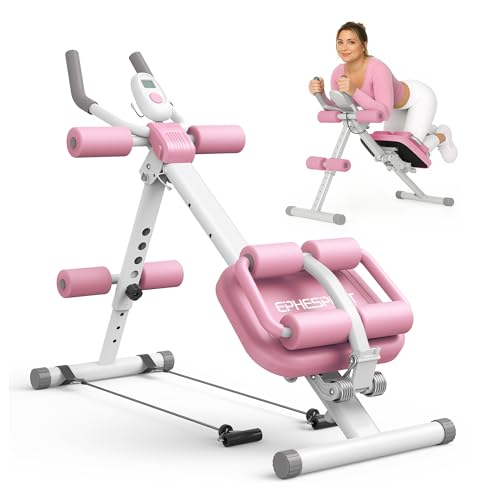 Multifunctional Ab Machine, Crunch & Sit-Up Core Trainer, Adjustable Ab Trainer with Knee & Back Support, Foldable, Full Body Workout Equipment for Home Gym