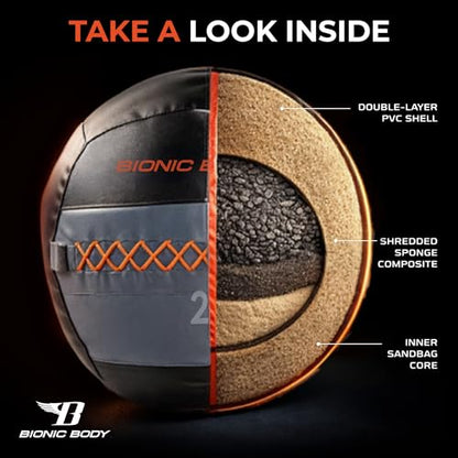 Bionic Body Soft Medicine Ball Weighted Slam Wall Ball for Cardio Workout and Core Training – Ideal for Squat, Lunge, and Partner Toss - style: 20LB