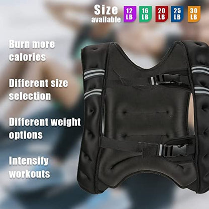 Weighted Vest for Men Women, 12 16 20 25 30 Lbs Weights Included, Workout Equipment Strength Training Weight Vest for Training Workout, Jogging, Cardio, Walking