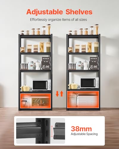 VEVOR Storage Shelves, 2000 lbs, 5 Tier Garage Storage Shelving, 18" D x 32" W x 72" H Adjustable Metal Shelves for Garage Shelves Utility Rack Shelf, Ideal for Kitchen, Warehouse, Basement, Black - size: 18" D x 32" W x 72" H