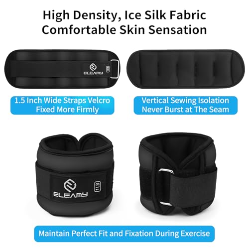 ELEAMY Ankle Weights for Women & Men - 0.5/1/2/3lb*2 Pairs - color: Black, size: 0.5 Lbs Each (1.0 Lbs Pair)