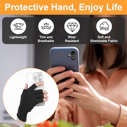 6 Pack Half-Finger Workout Gloves, Lightweight Half-Finger Slip Breathable Fingerless Work Glove Compression Gloves for Cycling Sports Motorcycle Fishing