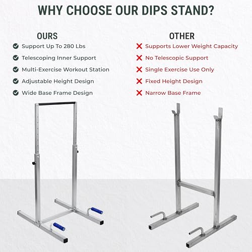 FEBTECH Dip Bar Station Set, 9 Level Adjustable Dip Machine, 1000 lbs Heavy Duty Dip Bar for Home Gym, Calisthenics Equipment for Home, Calisthenics Bar, Dips Bar, parallel bars, Full Body Pair Set