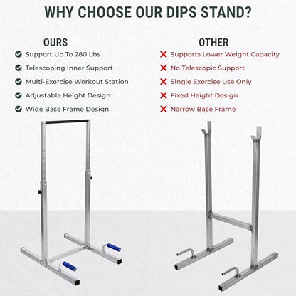 FEBTECH Dip Bar Station Set, 9 Level Adjustable Dip Machine, 1000 lbs Heavy Duty Dip Bar for Home Gym, Calisthenics Equipment for Home, Calisthenics Bar, Dips Bar, parallel bars, Full Body Pair Set