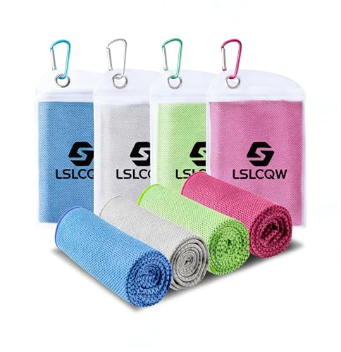 4 Pack Cooling Towels (40"x12"), Cooling Towels for Neck and Face, Gym Towel for Working Out, Soft Breathable Microfiber Ice Towel for Yoga Sport Running (Pink, Green, Light Gray, Light Blue) - color: Pink, Green, Light Gray, Light Blue