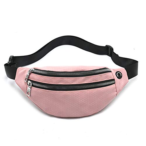 MOCE Waist Bag Fanny Pack for Men & Women Fashion Water Resistant Hip Bum Bag with Adjustable Belt for Travel Hiking Running Outdoor Sports.(Pink02) - color: T-Pink