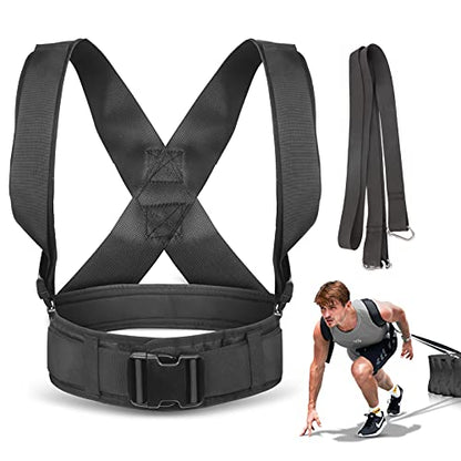 Sled Pulling Harness, Tire Pulling Harness with Pull Strap for Resistance Training, Adjustable Padded Shoulder Strap - color: 13.1FT