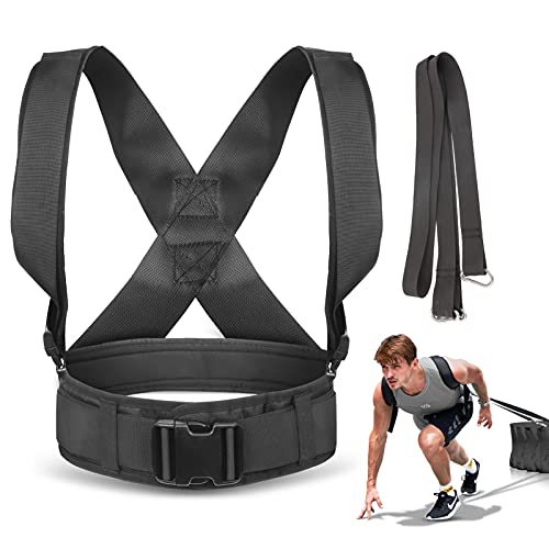 Sled Pulling Harness, Tire Pulling Harness with Pull Strap for Resistance Training, Adjustable Padded Shoulder Strap - color: 13.1FT