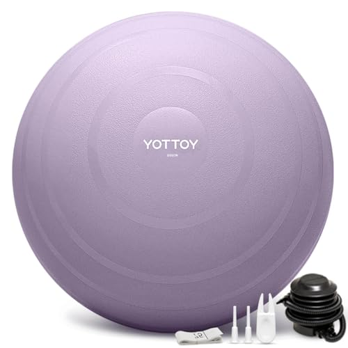 YOTTOY Anti-Burst Exercise Ball for Working Out, Yoga & Pregnancy, Extra Thick Workout Ball for Physical Therapy & Fitness - color: purple, size: 30IN/68-75cm