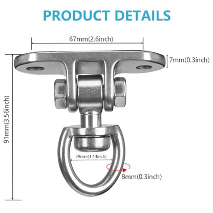 Heavy Duty Swing Hanger 1000 LB Capacity Stainless Steel Swing Swivel Bearing 360° Rotary for Playground Porch Yoga Seat Wooden Sets Indoor Outdoor - size: Heart-shaped 1PCS