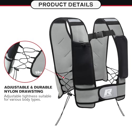 RitFit Weighted Vest, 4lb/8lb/10lb/12lb/15lb/20lb Weight Vest with Reflective Stripes, Weight Vest Adjustable for Women and Men Workout, Strength Training, Running, Fitness, Jogging, Walking - color: 10LB