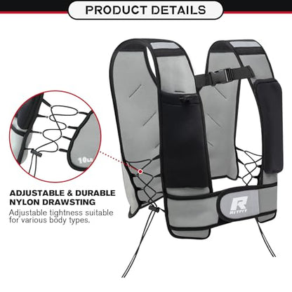 RitFit Weighted Vest, 4lb/8lb/10lb/12lb/15lb/20lb Weight Vest with Reflective Stripes, Weight Vest Adjustable for Women and Men Workout, Strength Training, Running, Fitness, Jogging, Walking - color: 10LB
