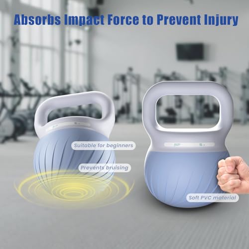 YYJO Soft Kettlebell - Shook Resistance Base Anti-Slip, Wide-Grip Handle 5/10/15 LBS Weights Strength and Safety for Women and Men Workout- Color Coded - color: 15LBS-Blue