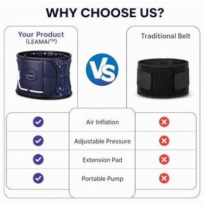 Decompression Belt, Inflated Back Brace for Lower Back Pain | Blue