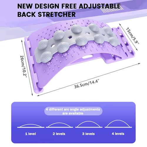 Back Cracker 4-Level Adjustable Back Stretch with Acupressure Massage Correction Spine Decompression Lumbar Support for Scoliosis Pain Relief Stretcher, Cracking Device, Lumbar Support