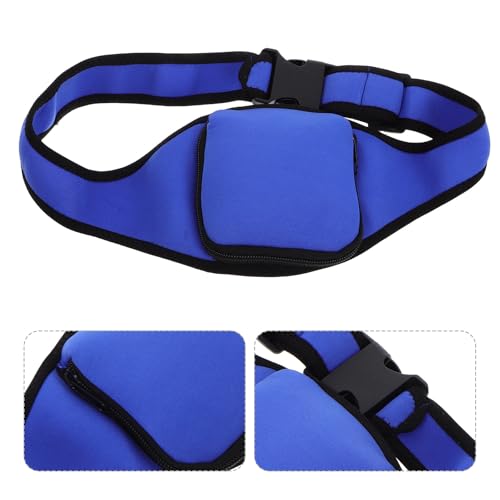Neoprene Microphone Waist Bag with Zipper Trainer Running Belt Sweat-resistant Blue Waist Pack for Gym and Outdoor Sports