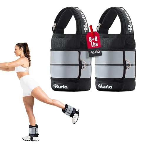 Ankle & Wrist Weights – 8/16/20/30 lbs Pair (4–15lbs - Each) | Dual Adjustable Secure Strap System | Patented Design | Ideal for Home Workouts, Pilates, Yoga, Glute Training - size: 08 lbs each (16 lbs pair)