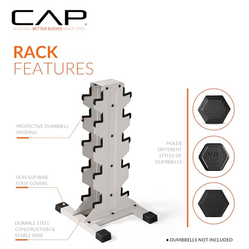 CAP Dumbbell Rack for Home Gym – Vertical Storage Stand, Holds Multiple Pairs (100–300 lbs), Heavy-Duty Steel with Non-Slip Base | Multiple Options