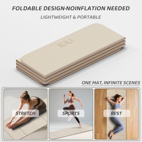 ILILI Foldable Yoga Mat 71 * 24 * 0.3 Inch - color: Beige