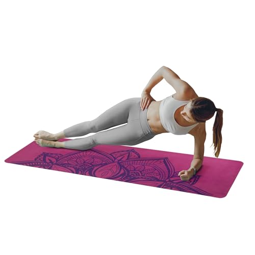 Yoga Mat with Strap - Sweat Absorbent Ultra Grippy Hot Exercise Mat Non Slip Vegan Suede Towel Combo for All Floor Fitness Workout, Bikram, Ashtanga, Vinyasa or Power Classes by RAD Sportz - color: Pink
