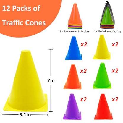 Soccer Cones Set, 84/42Pcs 7"/9" Cones Sports + Disc Cones, Cones for Sports with Carry Bag, Training Cones, Soccer Cones for Training, Plastic Soccer Cones for Drills