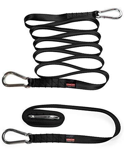 Two 9 Feet Long Sled Straps with Steel Snap Hooks - Made in USA