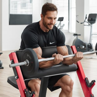 VEVOR Preacher Curl Bench, Strength Training Benches, Max Load 660 LBS Home Gym Fitness Equipment, Seated Arm Isolated Barbell Dumbbell Bicep Station, Adjustable Weight Bench with Bar Holders