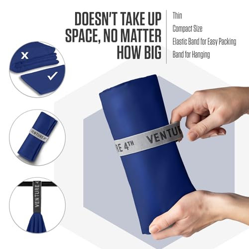 VENTURE 4TH Quick Dry Towel - Microfiber Travel Towel for Camping, Hiking, Gym, Beach - Lightweight, Packable, Compact Backpacking Companion - Navy Blue Medium