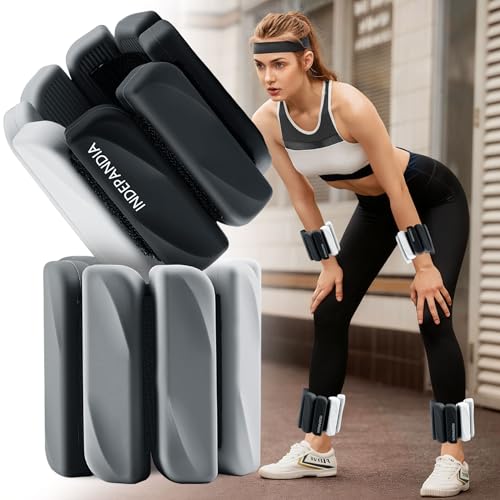 Wrist & Ankle Weights for Women and Men, 2lbs/4lbs Pairs Adjustable Silicone Weighted Bangles for Arm & Leg Workouts, Perfect for Pilates, Barre, Yoga, Walking & Home Fitness