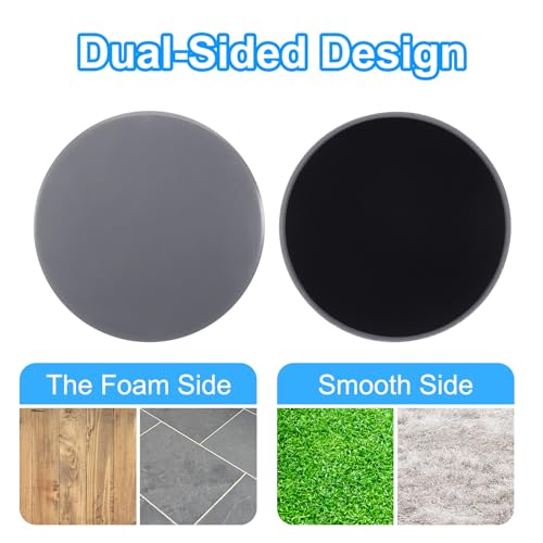 Core Sliders for Working Out 6.9", 2 Packs Dual Sided Exercise Sliders Fitness Workout Discs Strength Slides Gliding Discs for Gym Carpet Hardwood Floor, Grey