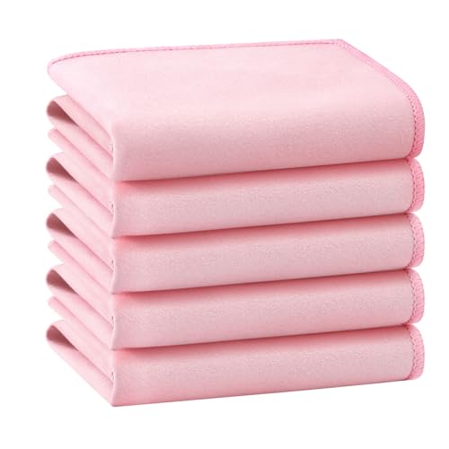 GREATEE Sweat Absorbing Handkerchiefs for Men & Women Microfiber Handkerchiefs Quick-Dry Small Sweat Rags for Sports Work - color: Pink-5pcs