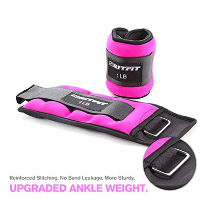 RitFit Adjustable Ankle Weights for Women & Men