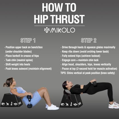 Mikolo Hip Thrust Bench, Hip Thrust Machine at Home for Glute Bridge, Multi-Functional Hip Thrust Box with Non-Slip, Glute Workout Equipment, 700LB Load Capacity, Core & Ab Strength Training - size: Large