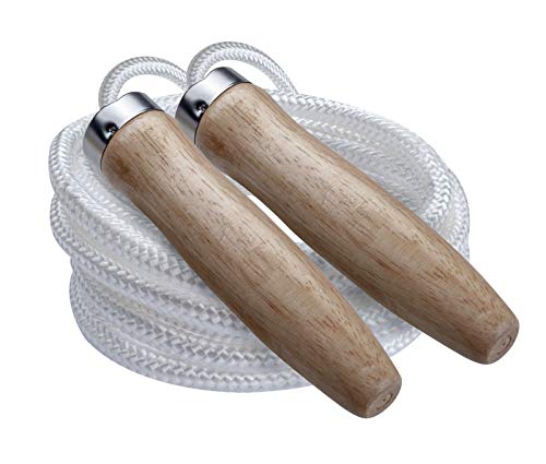Champion Sports Wood Handle Jump Ropes – Durable Nylon or Leather Bearings - Skipping Rope, Fitness, Cardio Training, Agility, and Exercise Workouts - style: Heavyweight Nylon Ball Bearing (8.5 Ft)