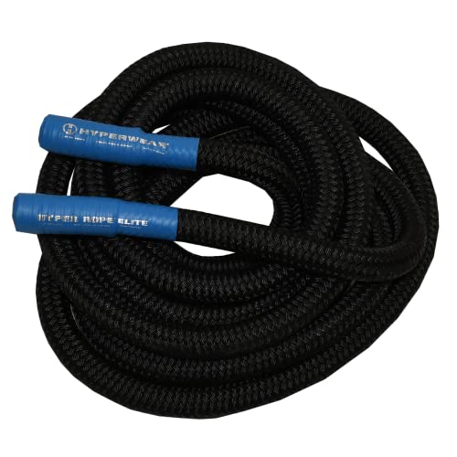 HYPERWEAR Hyper Rope Weighted Short Battle Rope 25 ft / 19 lb – Black - size: 25 ft (19 lb) Black