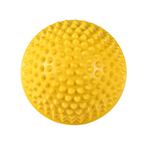 ANGGREK Half Round PVC Massage Ball Balance & Dome Yoga Balls Fitness Exercise Gym Massager Body Rolling Pods Spiky 5 Colors (Yellow)