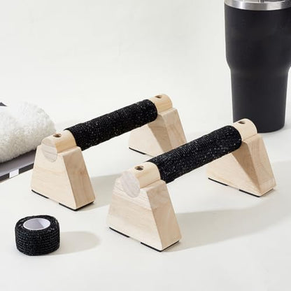 AHANDMAKER Wooden Parallettes Bars for Handstand Training in Natural Bisque Calisthenics Equipment Push Up Bars Dip Stands for Home Gym Strength Training Men Fitness Essentials