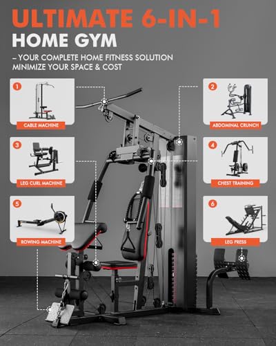 Mikolo Home Gym, Workout Station with 150LBS Weight Stack, Multifunctional Home Gym Equipment, Exercise Equipment for Full Body Strength Training - style: Mikolo Multifunctional Home Gym ProStation