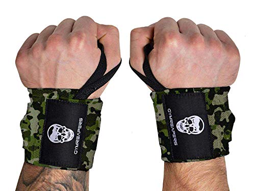 Gymreapers Weightlifting Wrist Wraps (IPF Approved) Professional Quality Wrist Support with Heavy Duty Thumb Loop - Best Wrap for Powerlifting Competition, Strength Training, Bodybuilding - color: Camo