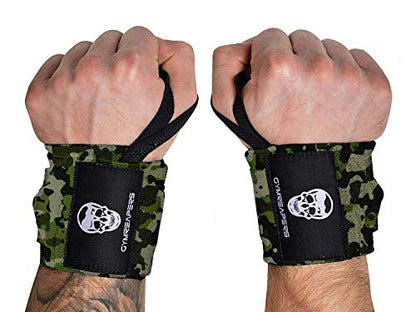 Gymreapers Weightlifting Wrist Wraps (IPF Approved) Professional Quality Wrist Support with Heavy Duty Thumb Loop - Best Wrap for Powerlifting Competition, Strength Training, Bodybuilding - color: Camo