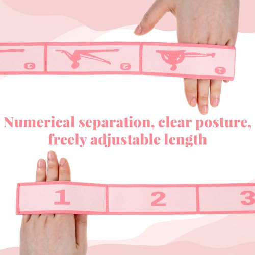 11 Loops Stretching Strap Gymnastics Loop Multi Loop Stretching Band Stretch Strap Yoga Dance Loops Band Yoga Straps for Stretch Pilates Dance Ballet Fitness Gymnastics Exercise (Pink)