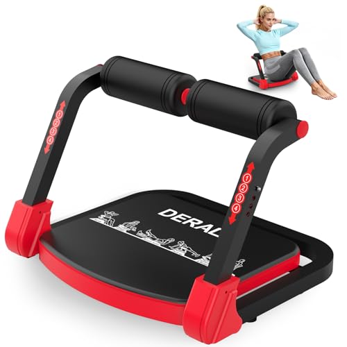 DERACY Sit Up Exercise Equipment, Adjustable Ab Machine, Multi-Functional Sit Up Machine, Ab Workout Equipment, Ab Trainer Machine for Women Men - color: RED