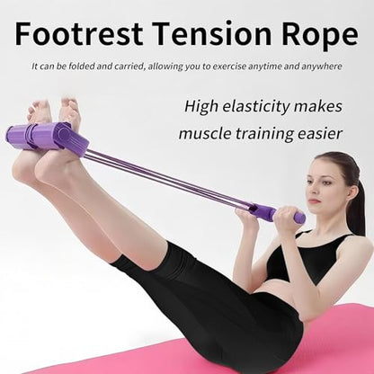 Multifunction Tension Rope - 6-Tube Elastic Pedal Resistance Band with Handle for Abdomen/Waist/Arm/Leg Stretching Slimming Training