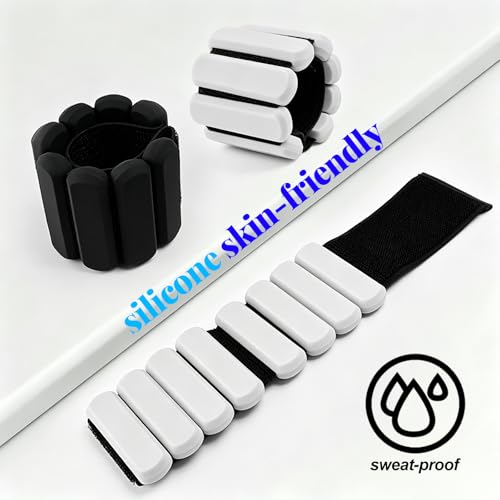 2-Pound Pair Silicone Weighted Wrist & Ankle Bracelets – Adjustable Soft Fitness Sandbags for Men & Women