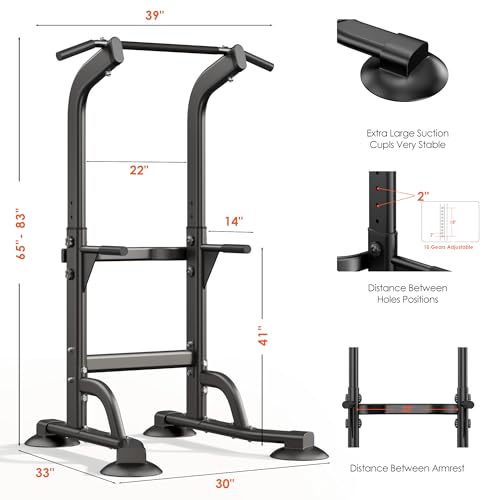 SogesPower Power Tower Dip Station Pull Up Bar for Home Gym Adjustable Height Strength Training Workout Equipment,Pull Up Bar Station